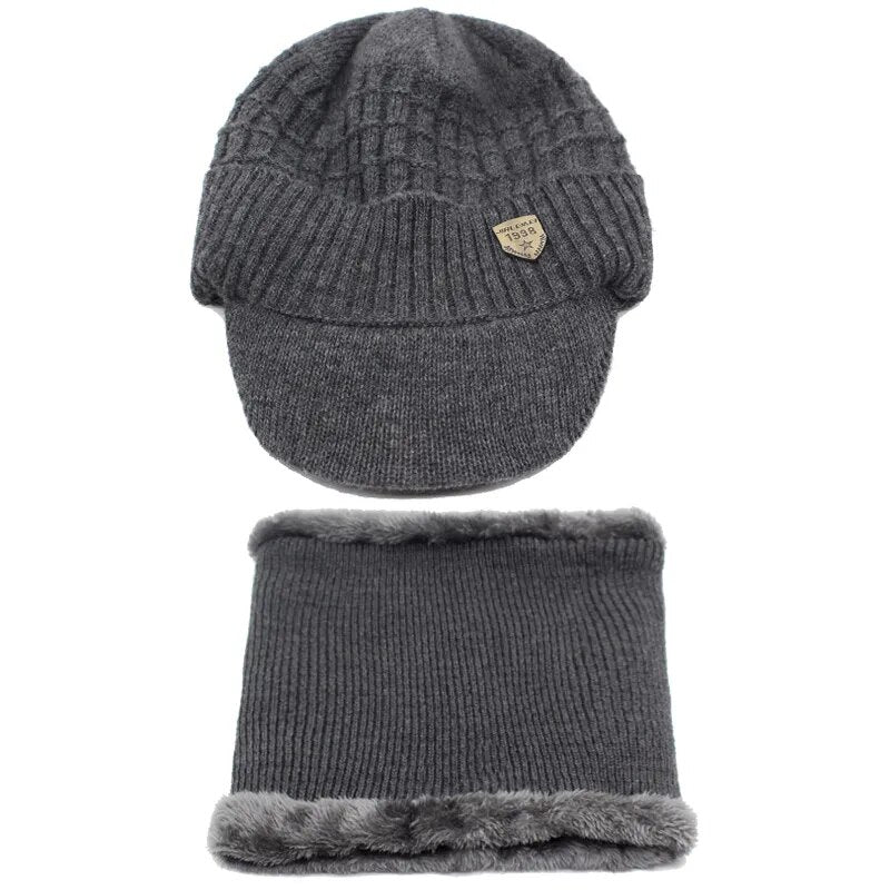Beanie With Brim With Optional Matching Scarf Inside