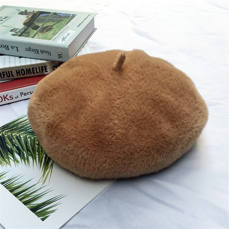 french beret on table in brown