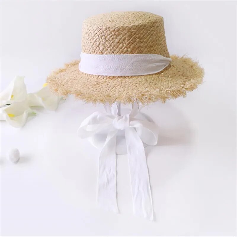 Matching Mother/Daughter Raffia Straw Sun Hats With Ribbon