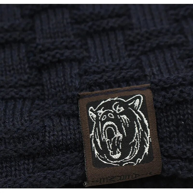 Checkered Beanie Picture of Lion Logo