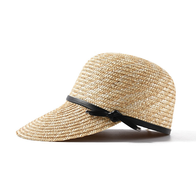 straw baseball hat showing hat on white background side view 