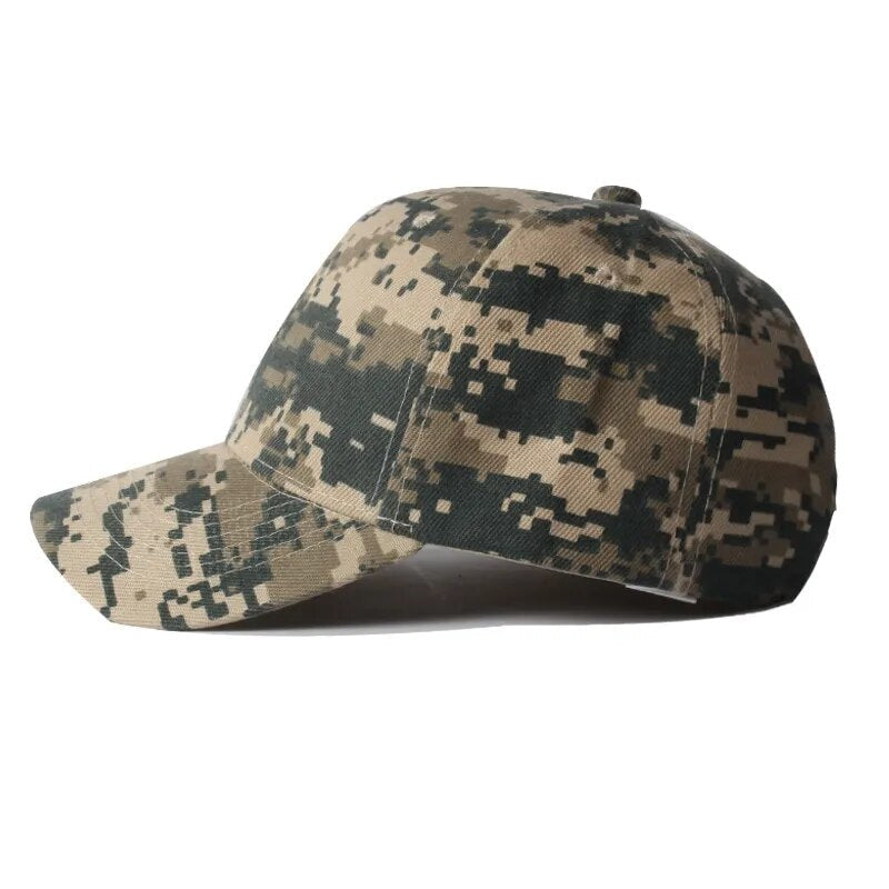 Camo Baseball Hat in green side view 