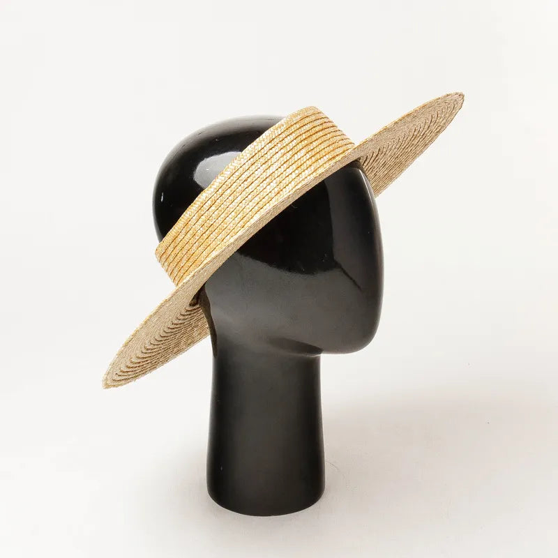 ponytail sun hat on stand showing back view 