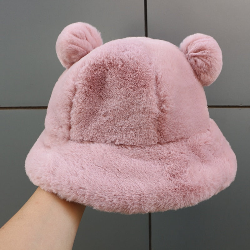 bear hat in pink