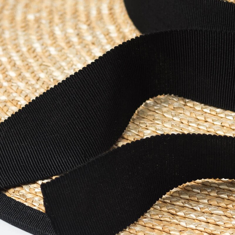 sun hat with tie showing closeup of ribbon