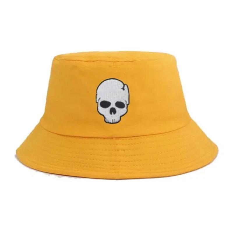 Skull Bucket Hat in yellow