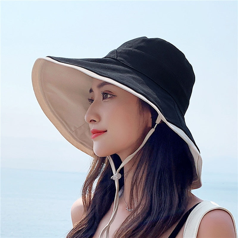  canvas bucket hat in black front view