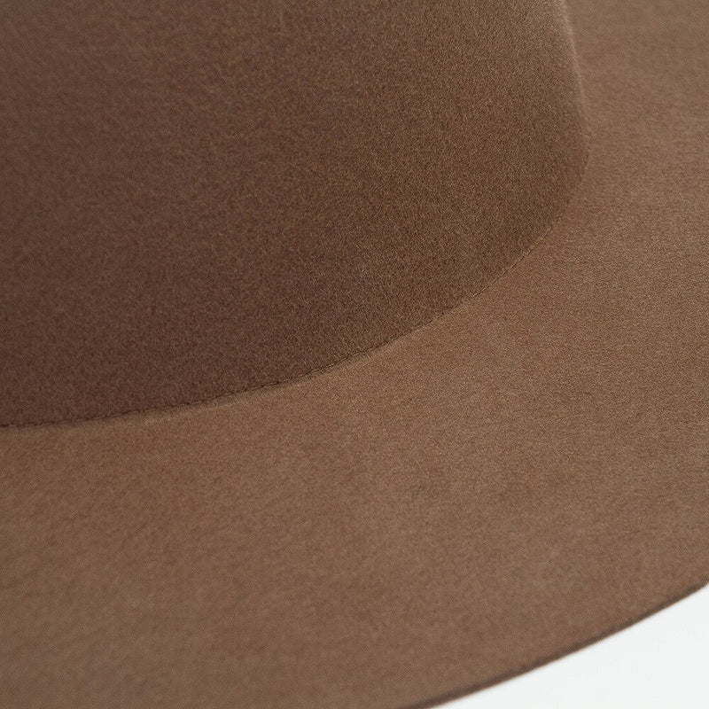 wool fedora hat closeup of brim of hat