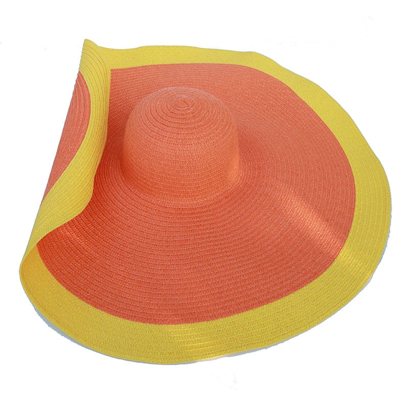 floppy sun hat in orange and yellow