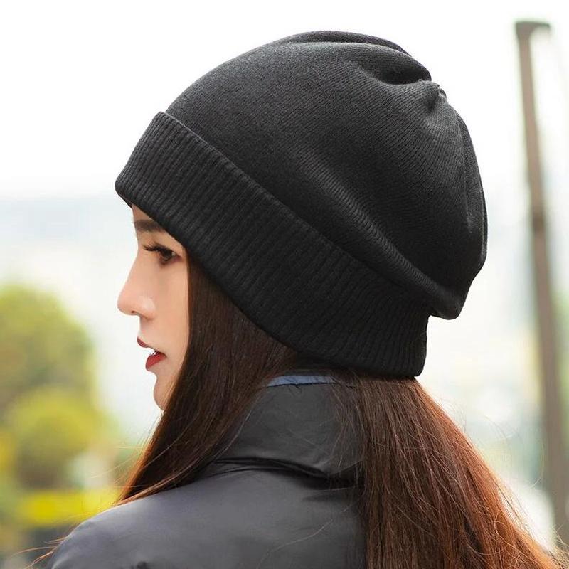 Slouchy Beanie Womens  on model in black back view
