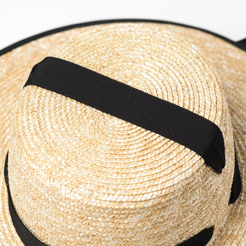 sun hat with tie showing ribbon on top of hat