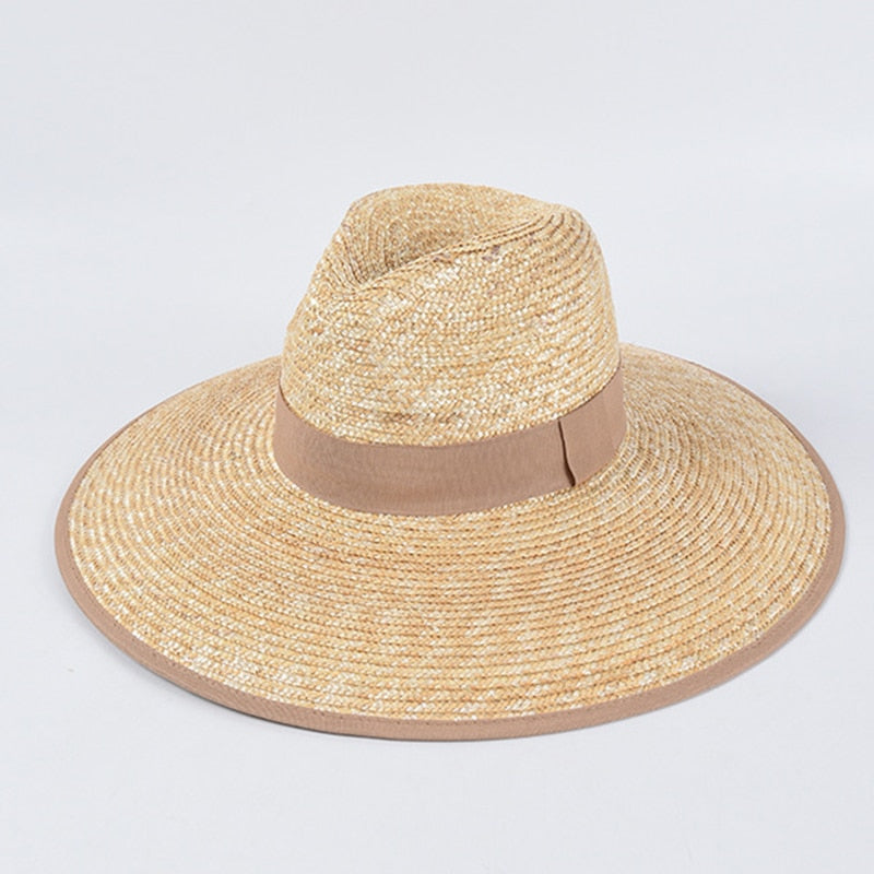 Big Sun Hat on white background with tan accent