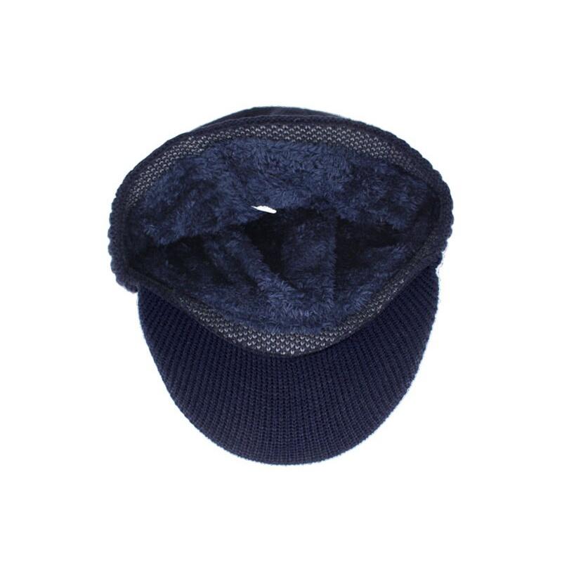 visor beanie in blue showing inside of hat 