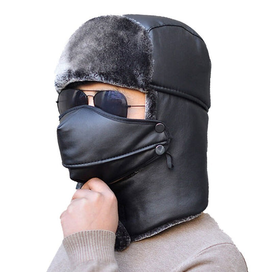 Warm Winter Bomber Hats With Optional Face Mask