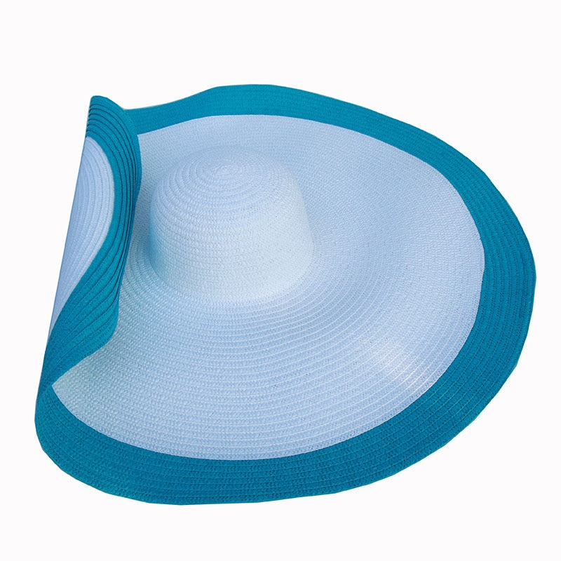 floppy sun hat in blue and white 