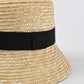 straw bucket hat showing side view of hat 