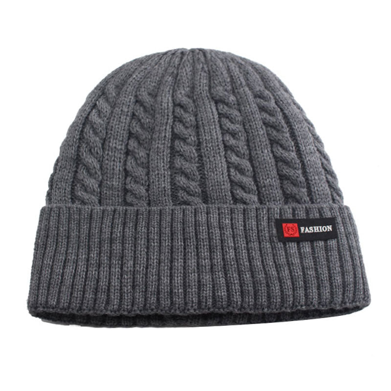 thick beanie showing gray color flat on white background 