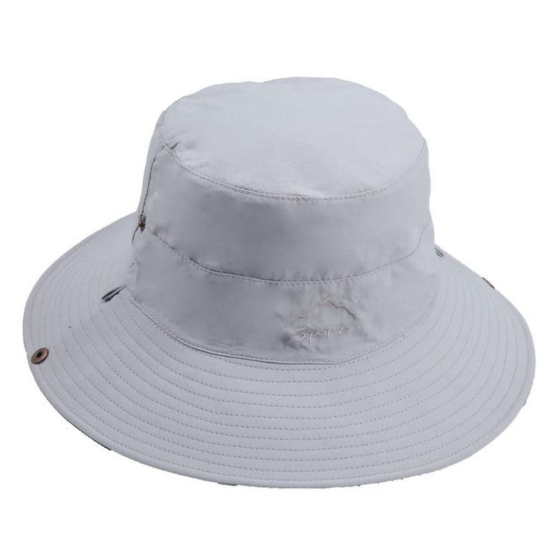 reversible bucket hat showing light gray solid color side