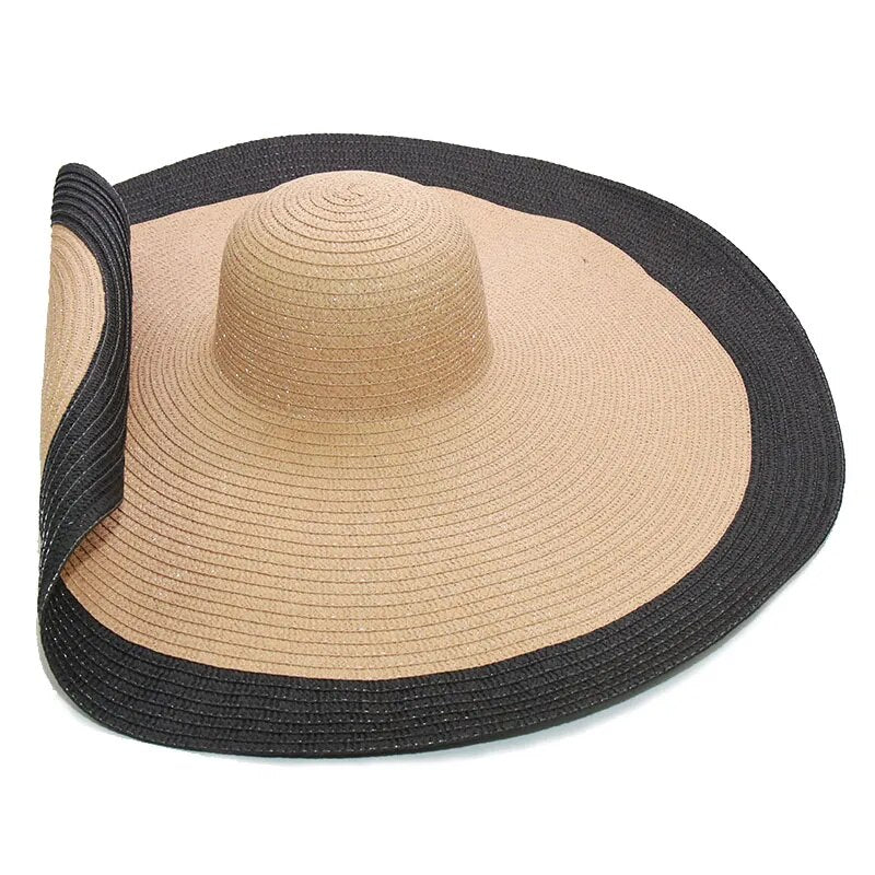 floppy sun hat in tan and black