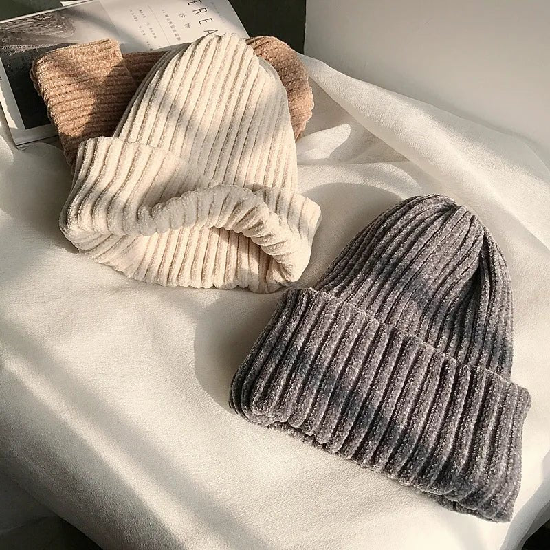 Wide Ribbed Chenille Beanie