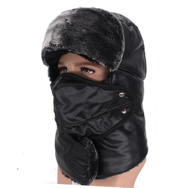 Warm Winter Bomber Hats With Optional Face Mask