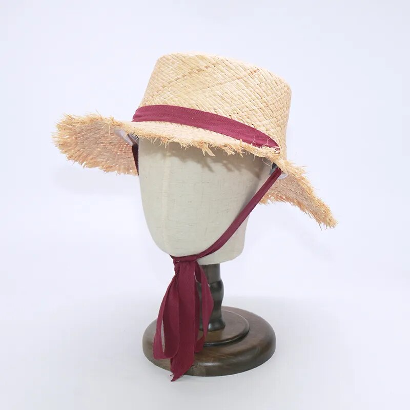 Matching Mother/Daughter Raffia Straw Sun Hats With Ribbon