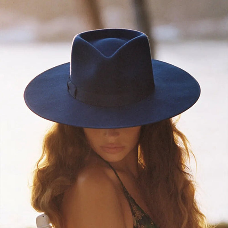 fedora sun hat in navy blue