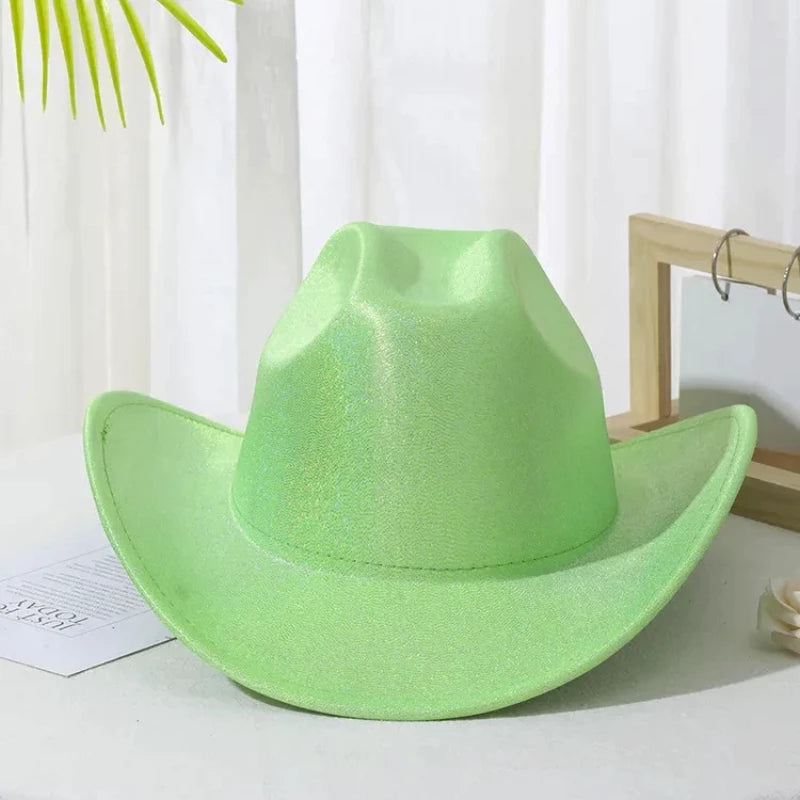 sparkly cowgirl hat in bright green