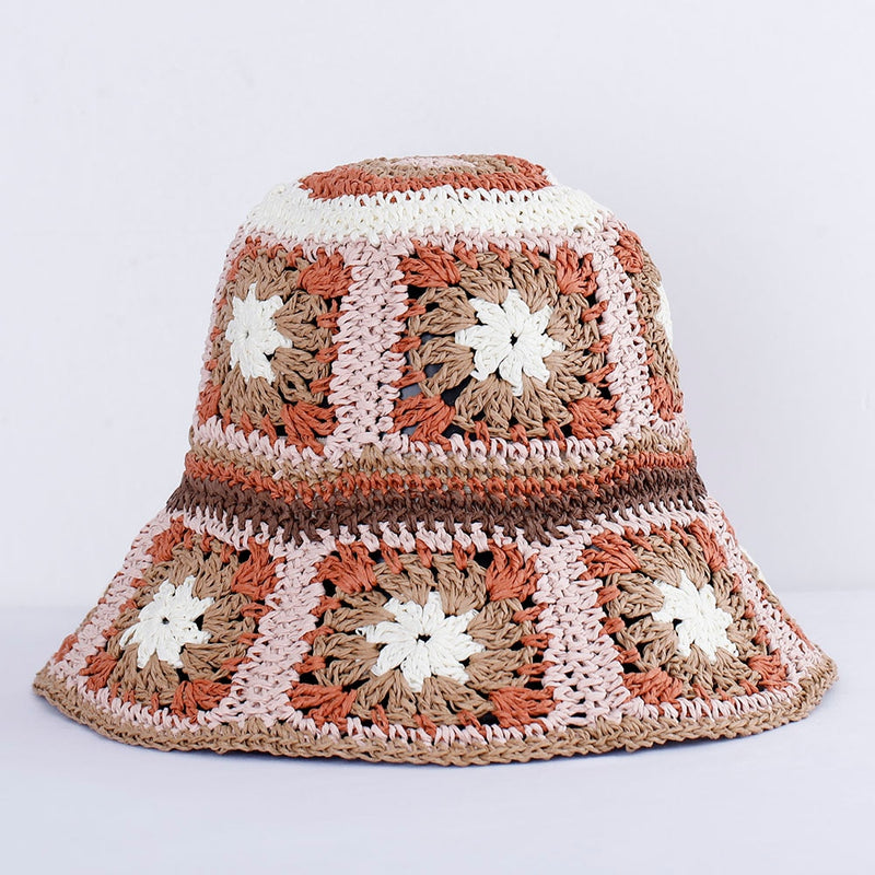 knit bucket hat in red