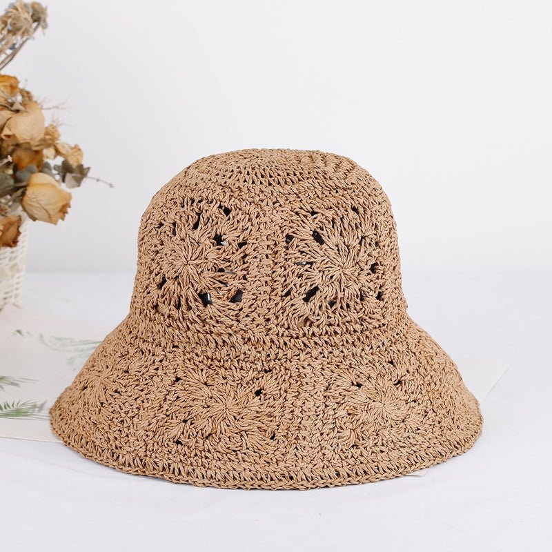 woven bucket hat in tan