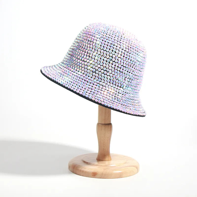 Sequins Bucket Hat showing multicolor hat on stand