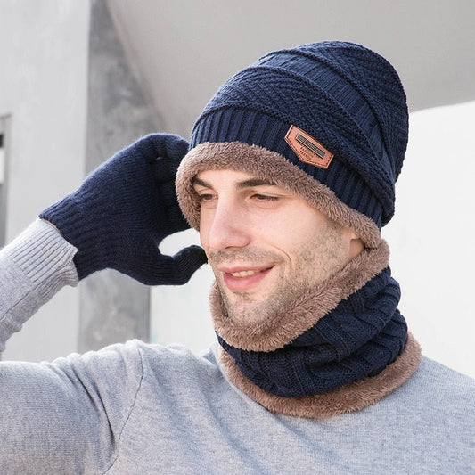 Beanie and Scarf Set  on model in black 