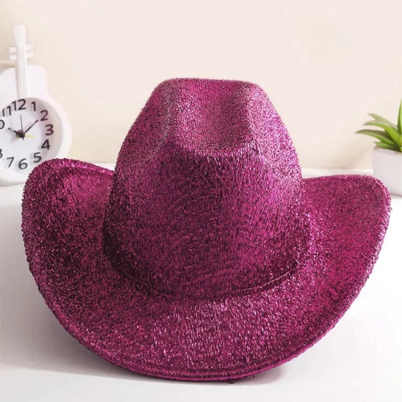 sparkly cowgirl hat in magenta 