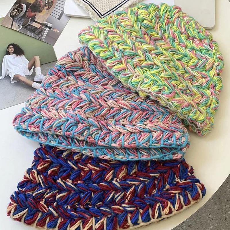 Knitted Bucket Hat showing three color options 