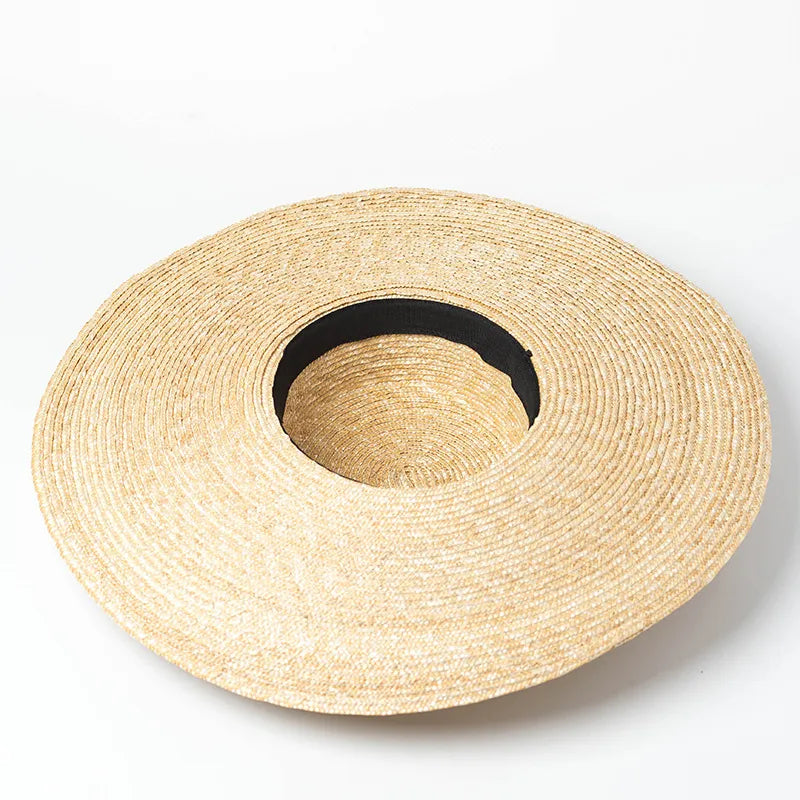 straw beach hat showing inside of the hat