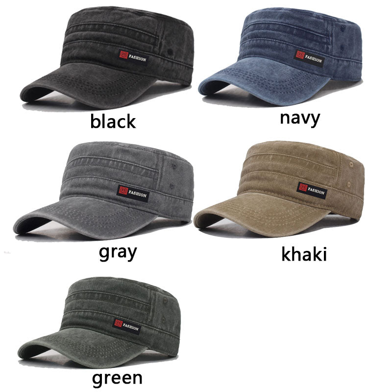 flat topped military hat showing all five color options 