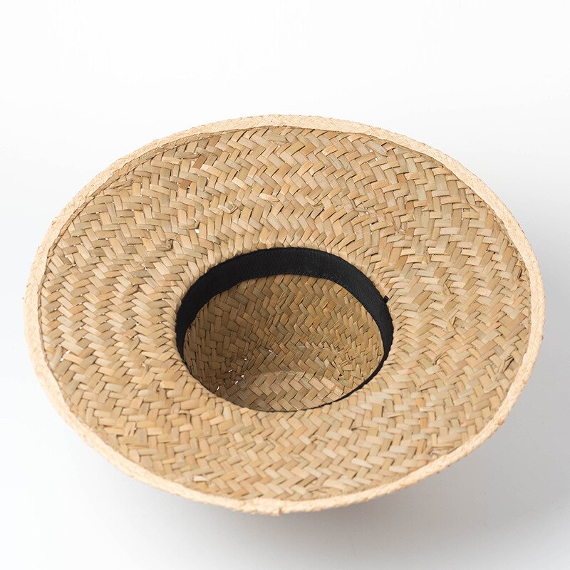 womens straw sun hat showing inside of hat