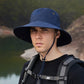 Outdoor Hat in blue on model