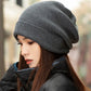 Slouchy Beanie Womens on model in dark gray