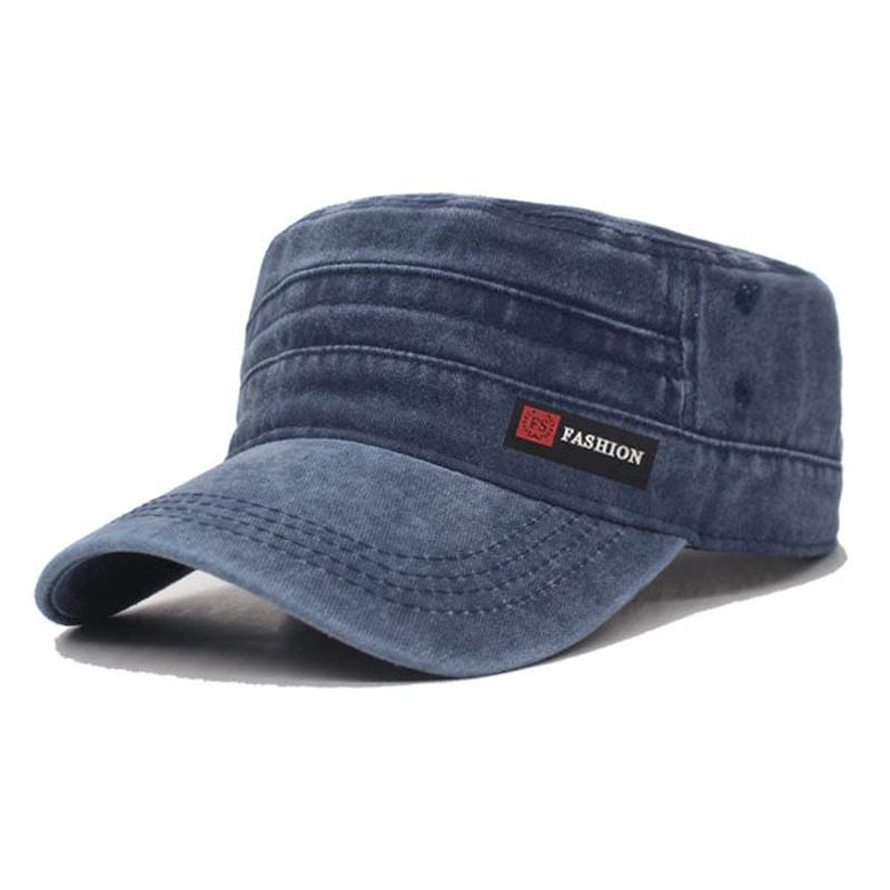 flat topped military hat in blue