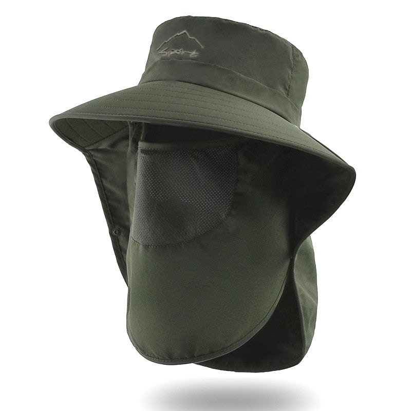desert hat on stand in army green