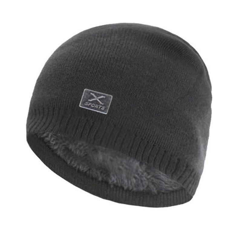lined beanie in gray