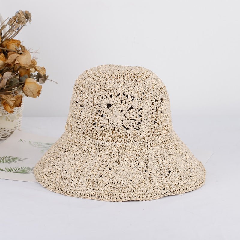 woven bucket hat in beige 