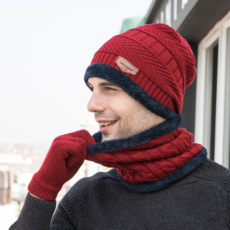 Beanie and Scarf Set on model in red