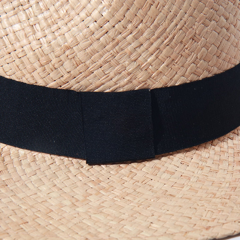 Panama Sun Hat showing closeup of ribbon