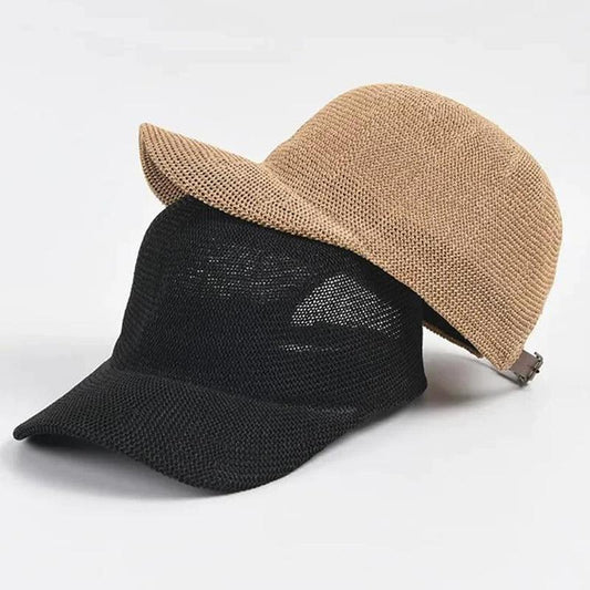 straw baseball cap black and brown colors front view 