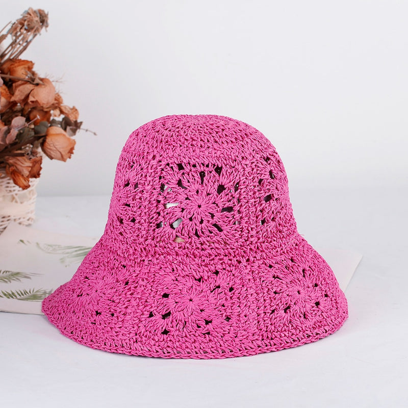 woven bucket hat in pink