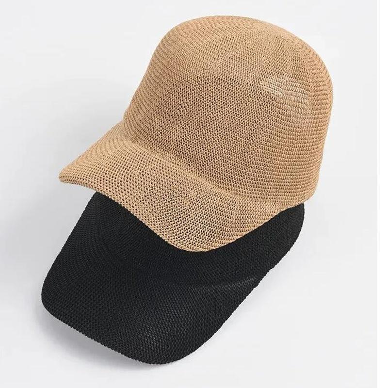 straw baseball cap showing black and brown colors top view 