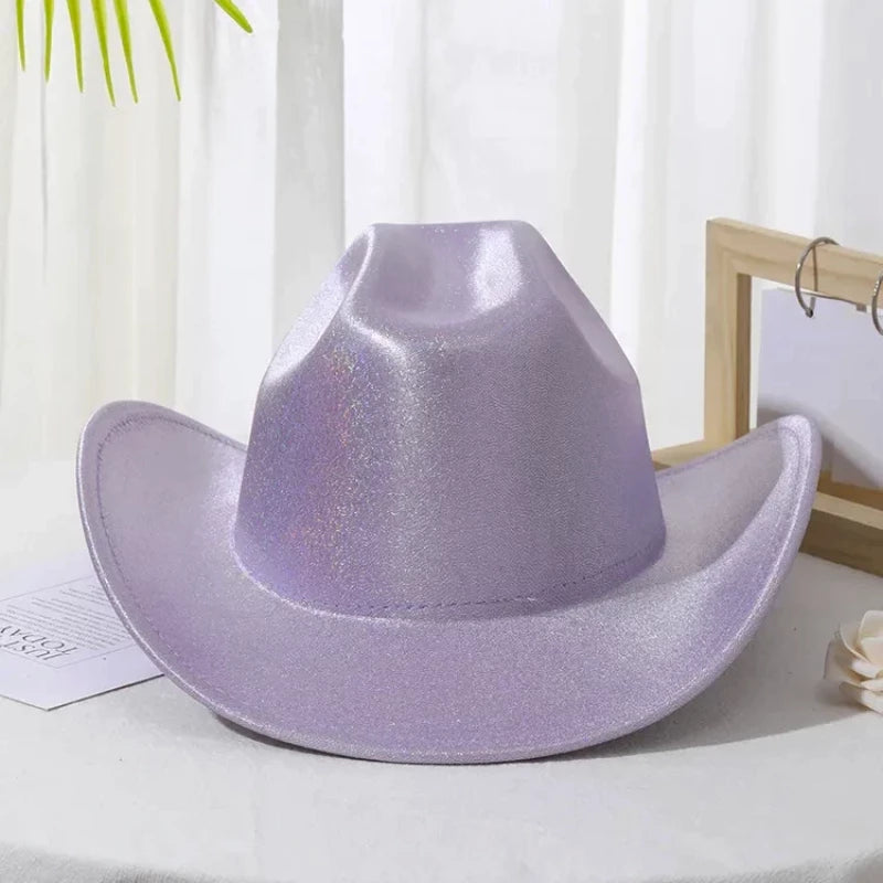 sparkly cowgirl hat in purple