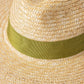 straw hat with ribbon closeup of ribbon